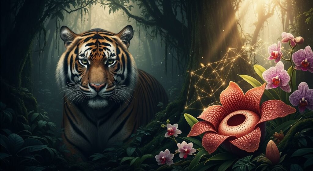 tigre de sumatra en selva tropical de indonesia